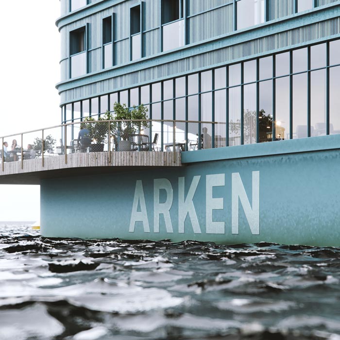 Hela Arken får en sammanhängande grafisk identitet inspirerad av traditionella hamnmiljöer och fartyg.