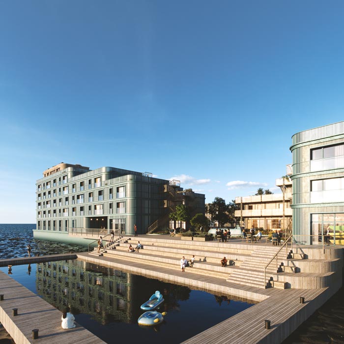 Havspoolen tillsammans med den närliggande kajakuthyrning och bastu blir en del av Arkens publika vattenmiljö.